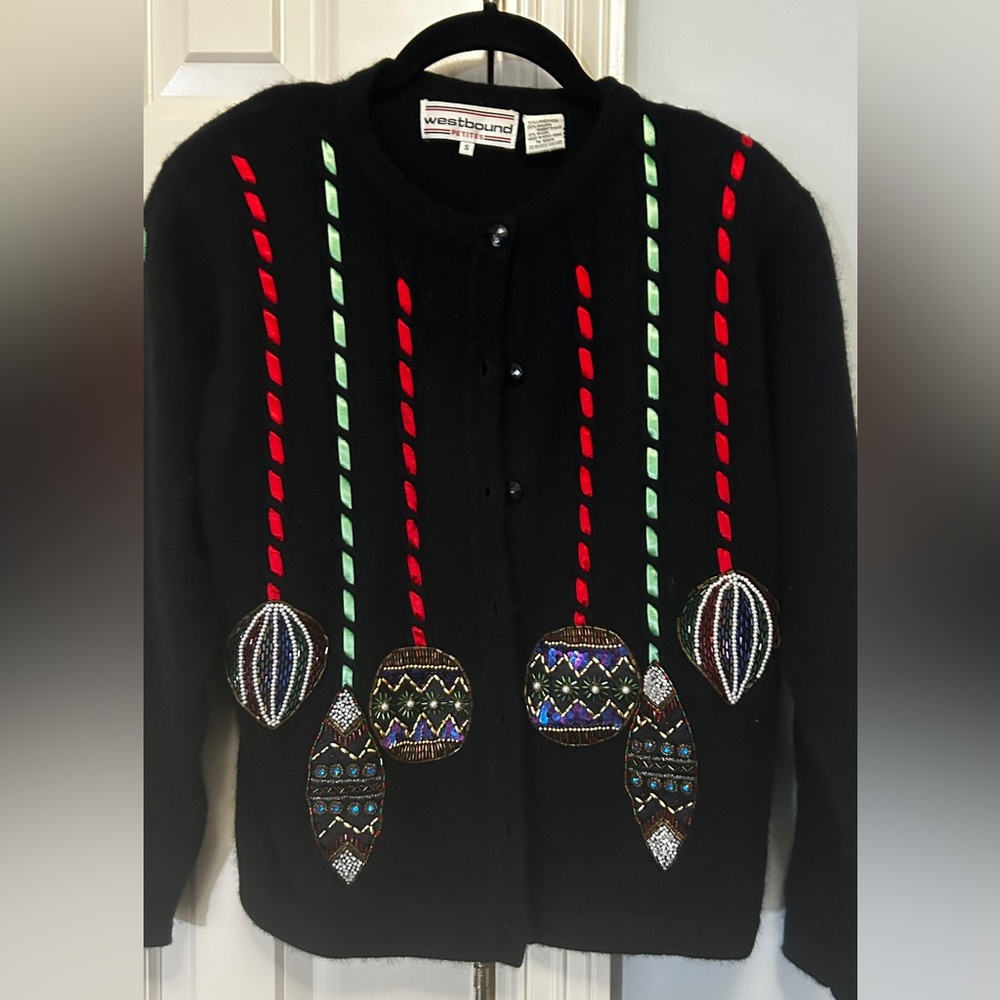 🎉HP🎉 Vtg Westbound SP Lambswool Beaded Christmas Sweater